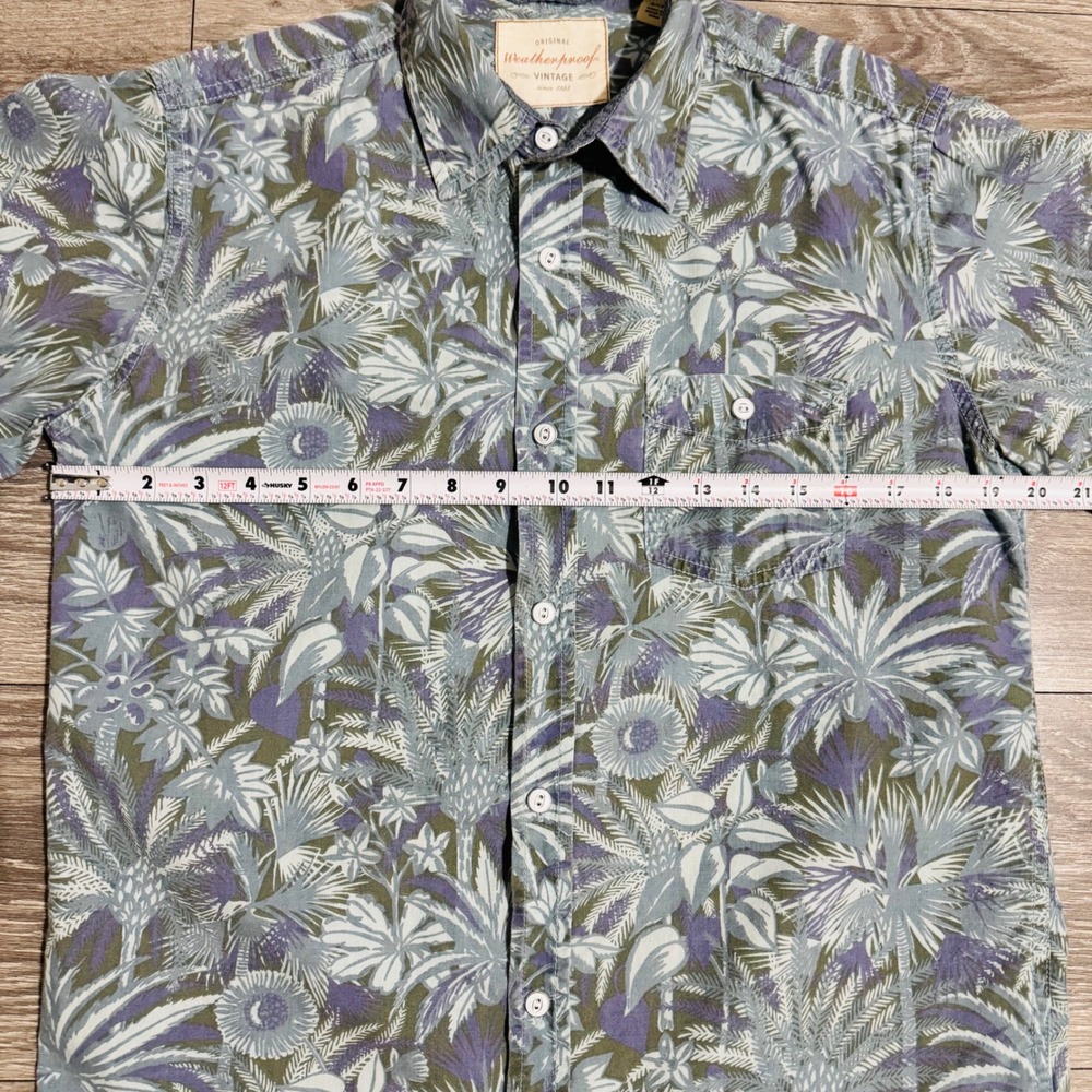 Weatherproof Vintage Mens Short Sleeve Button Up Shirt Tropical Leaf Print Sz S - Picture 7 of 9